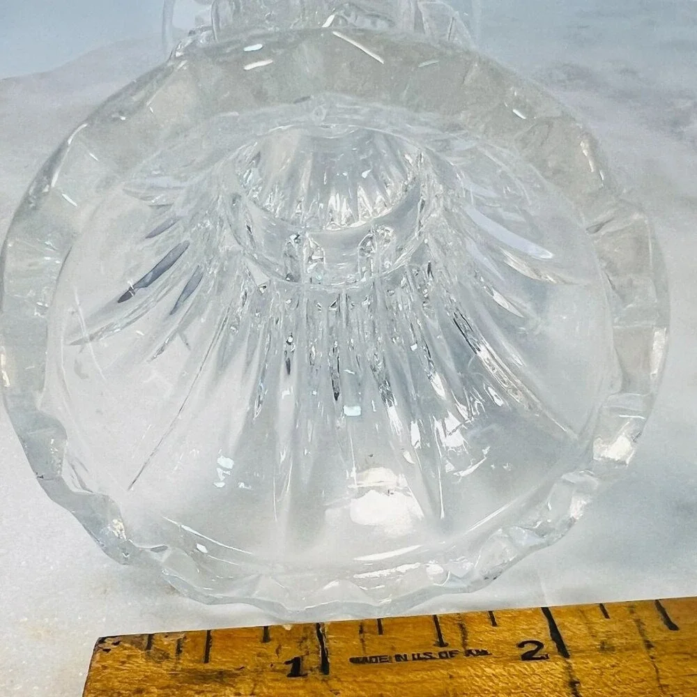 Vtg Clear Crystal Bud Vases Candle Holders Set of 2 Pattern Tealight Votive Gift